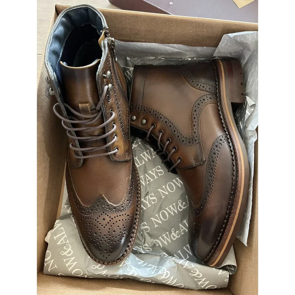 New Johnston & Murphy XC Flex Connelly Wingtip Boot Brown Leather Men Sz 8 Eu 41